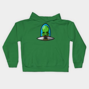 alien in space ship Kids Hoodie